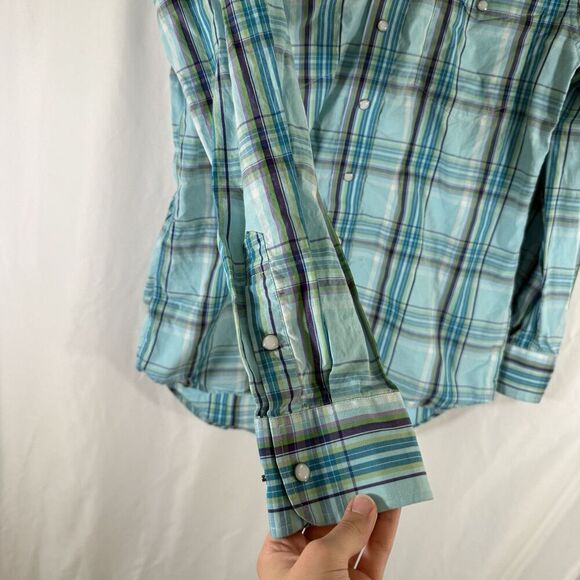 Panhandle Select Pearl Snap Men's Small Green Plaid Long Sleeve 100% Cotton - Picture 7 of 11